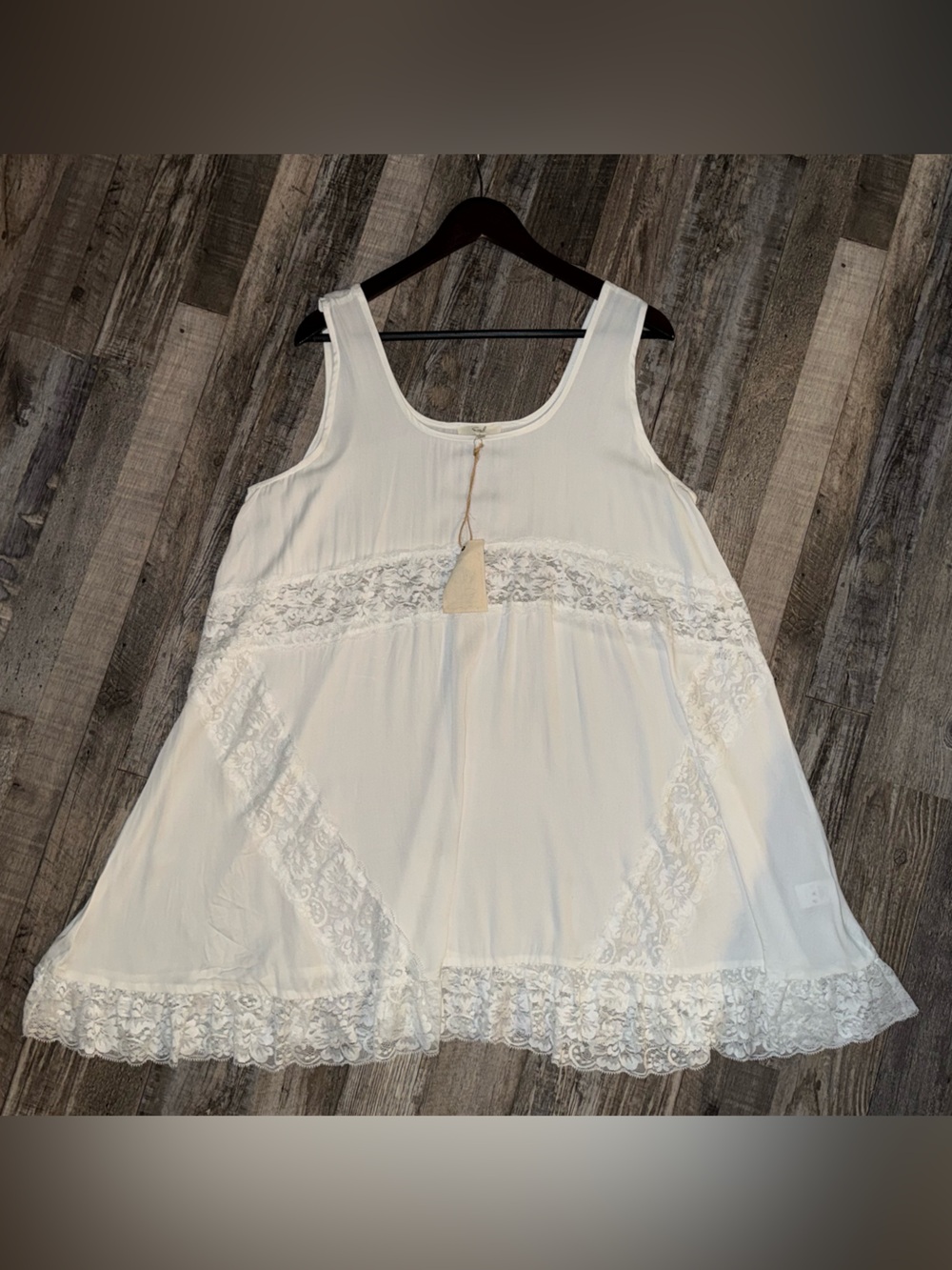 easel Cream Lace-Trim Slip Dress